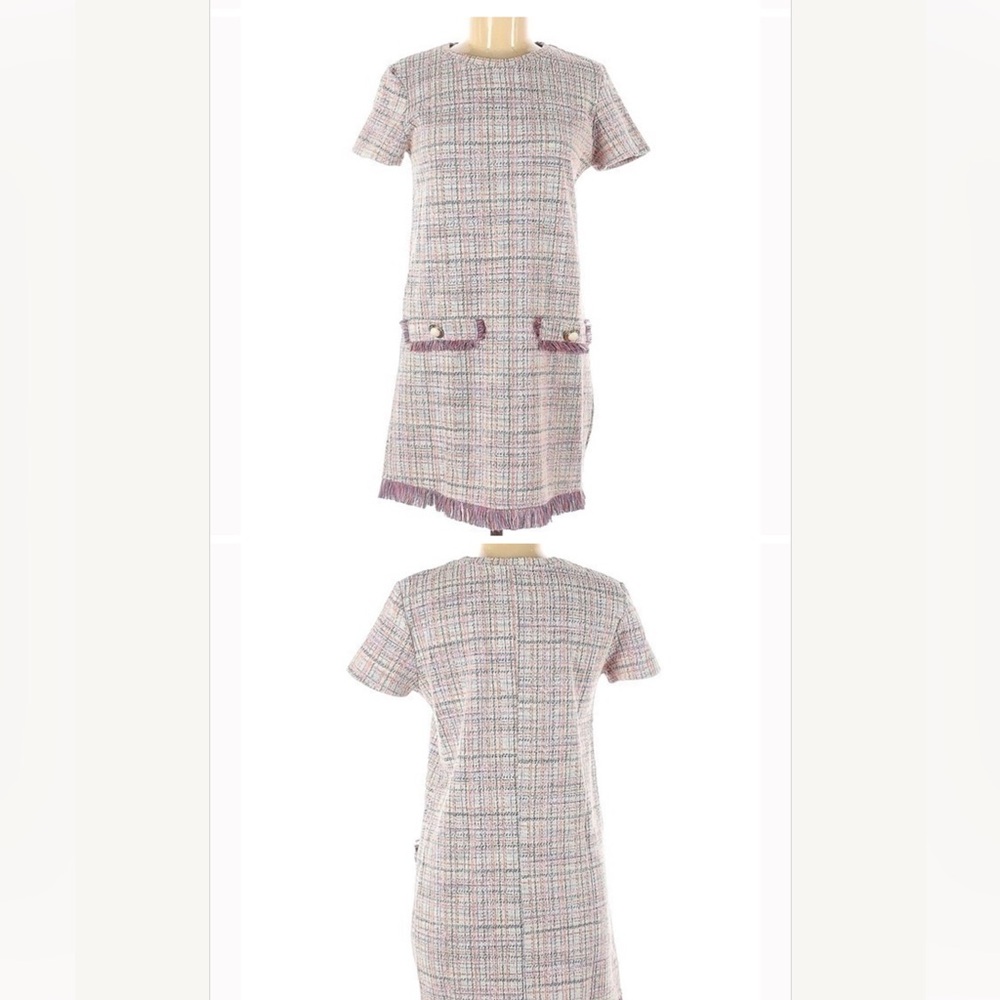 ZARA TWEED DRESS SIZE S WITH PEARL EMBELLISHMENTS - Picture 3 of 14